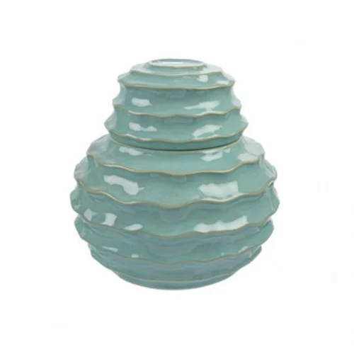 Βάζο κεραμικό με καπάκι Ruffles 3387 γαλάζιο 22.5x22.5cm