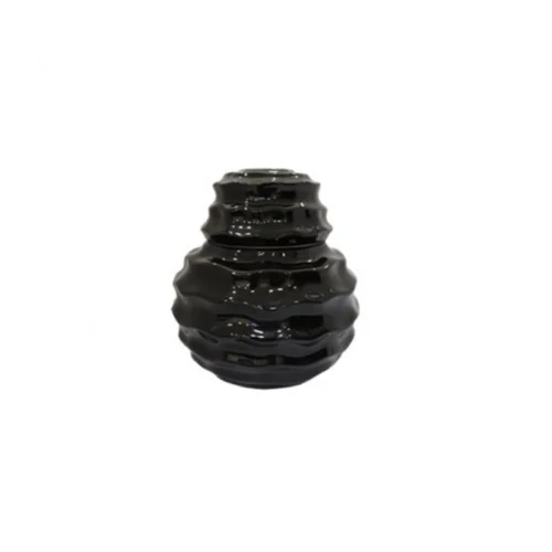 Βάζο κεραμικό με καπάκι Ruffles 3767 μαύρο 17x18cm
