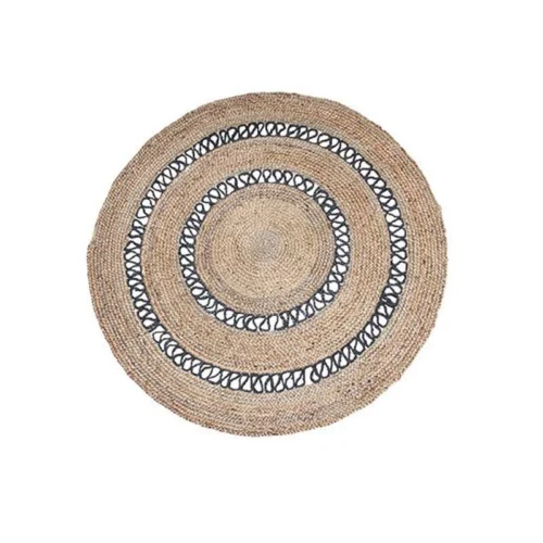 Χαλί καλοκαιρινό Parmala Jute Natural-Charcoal Στρόγγυλο 1.60m