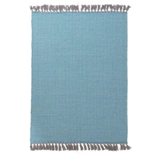 Κιλίμι βαμβακερό καλοκαιρινό Urban Kilim Houndstooth Caribbean Sea