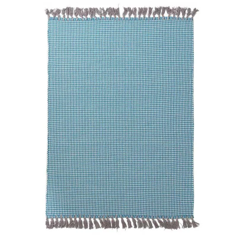 Κιλίμι βαμβακερό καλοκαιρινό Urban Kilim Houndstooth Caribbean Sea