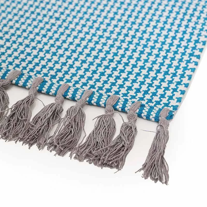 Κιλίμι βαμβακερό καλοκαιρινό Urban Kilim Houndstooth Caribbean Sea(2)