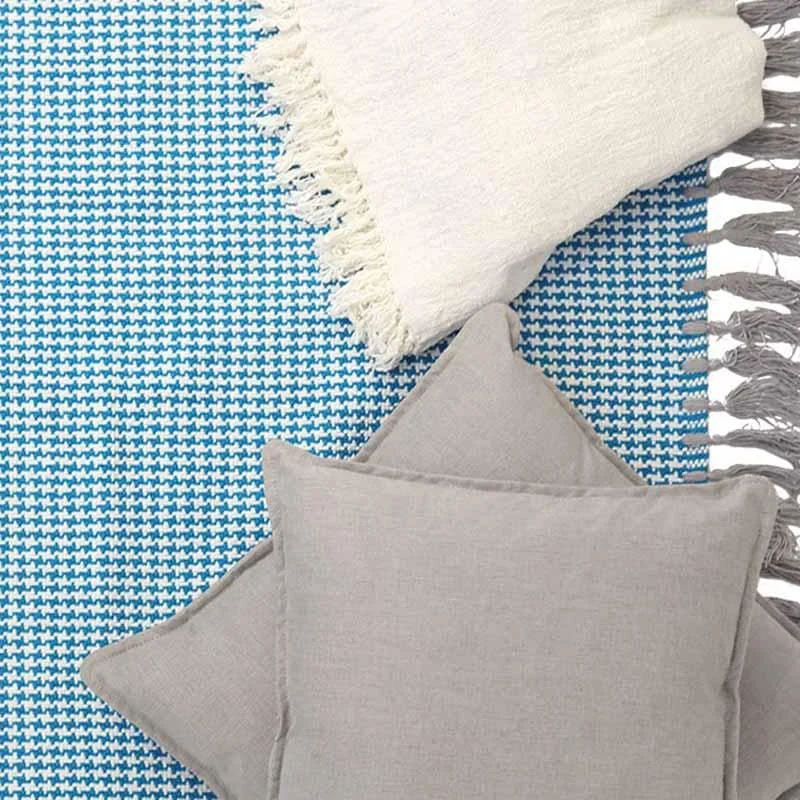 Κιλίμι βαμβακερό καλοκαιρινό Urban Kilim Houndstooth Caribbean Sea(4)