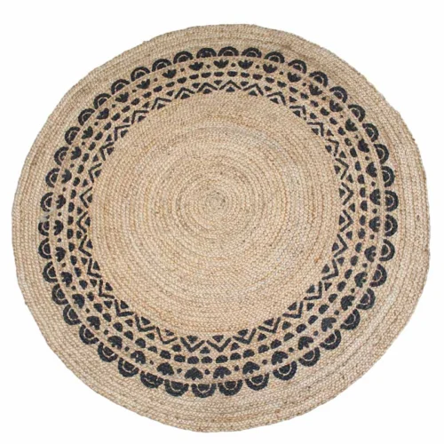 Χαλί καλοκαιρινό Jute Mirano Black Στρόγγυλο 1.50m