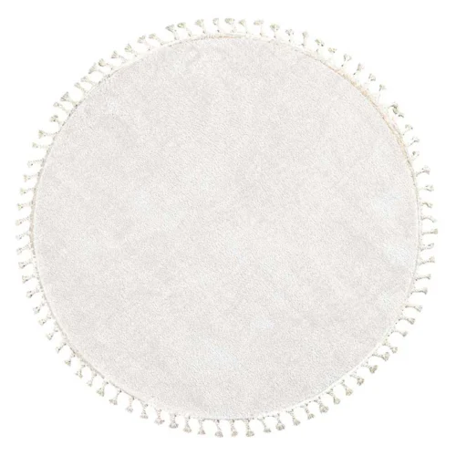 Χαλί μηχανής E-Carpet Silky Shaggy White Στρόγγυλο 1.60m